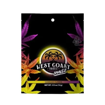 West Coast Treez GMO Cookies Half Ounce Smallz 14g premium hybrid cannabis flower with pungent earthy flavors