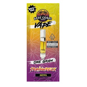 Trainwreck 1g sativa vape cartridge by West Coast Treez
